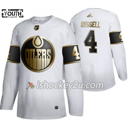 Børn NHL Edmonton Oilers Trøje Kris Russell 4 Adidas 2019-20 Golden Edition Hvid Authentic